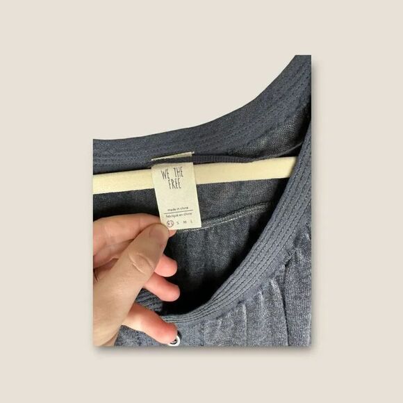 Free People Acadia Washed Black Long Sleeve Henley Top Size XS - Picture 10 of 10